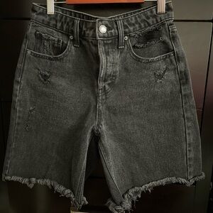 Black denim shorts